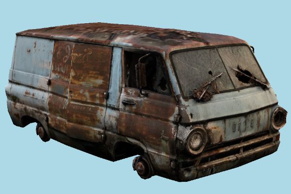 Abandoned Dodge Van – Vehicles 3D model (Lowpoly)