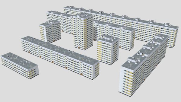 1Lg-600A (lite) USSR panel house from Leningrad – Buildings 3D model (Lowpoly)