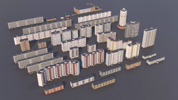 Russian buildings pack – Buildings 3D model (Lowpoly)